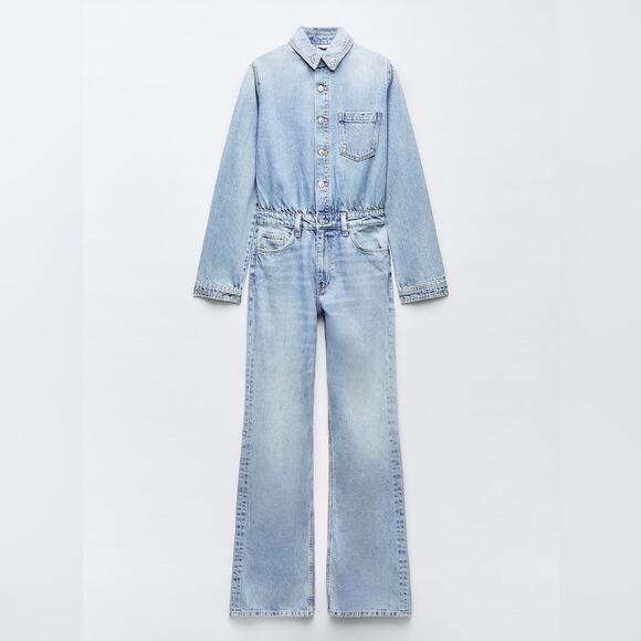 ZARA BLOGGER FAVORITE TRF LONG DENIM JUMPSUIT - Picture 10 of 13
